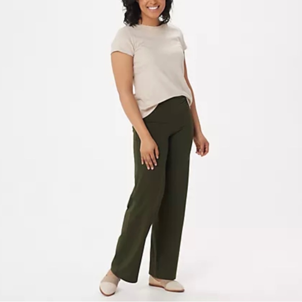 New Women’s Pull On Elastic Waist Tapered Leg Pants Olive XXS by Linea Leisure